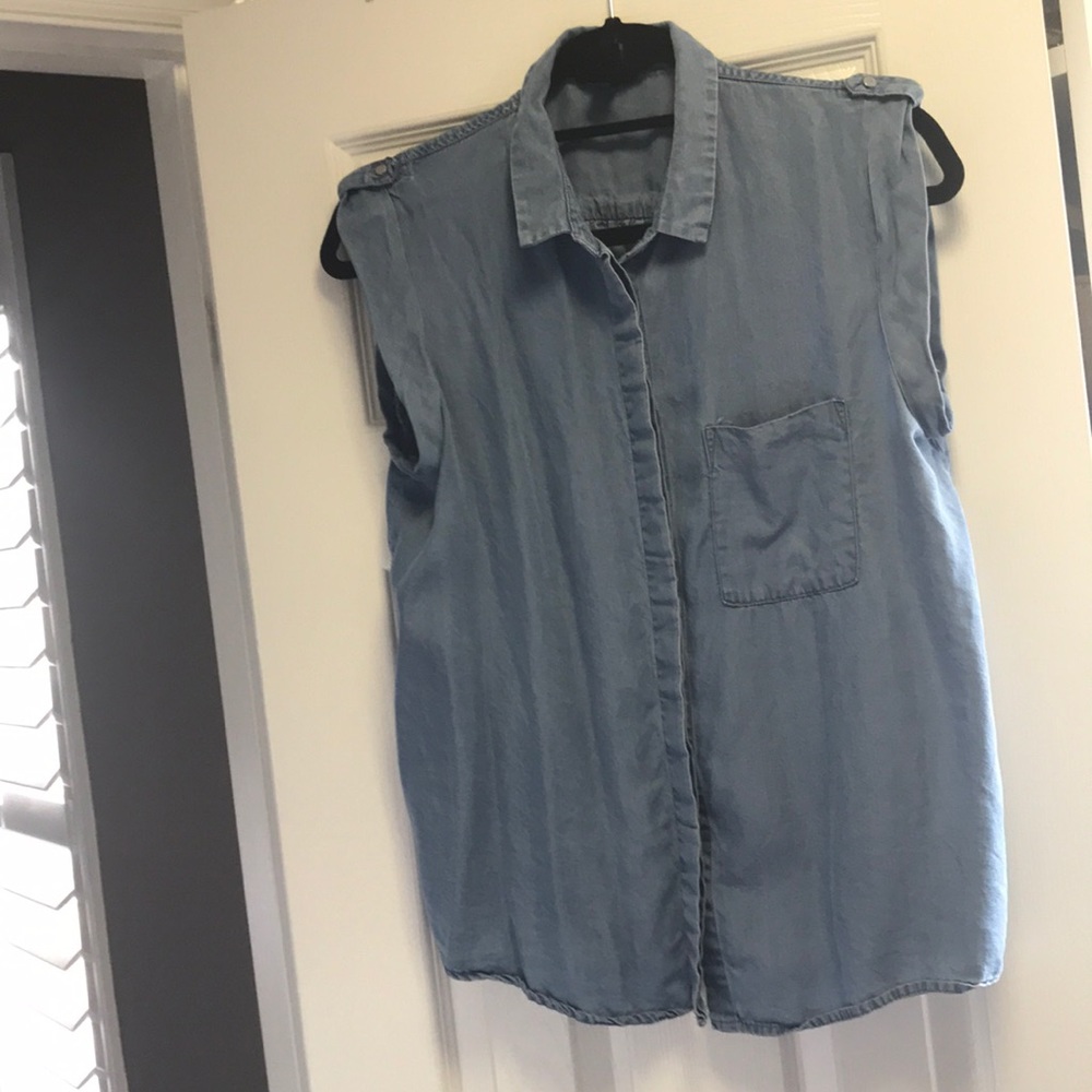 Sleeveless Chambray Shirt